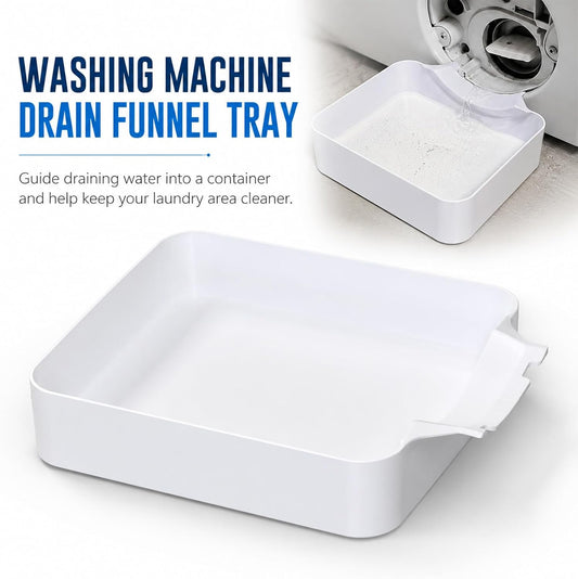 Washing Machine Drain Funnel Tray, Low Profile Washer Water Catch Guide for Front Load Filter Cleaning, Laundry Drain Accessory for Pump Maintenance