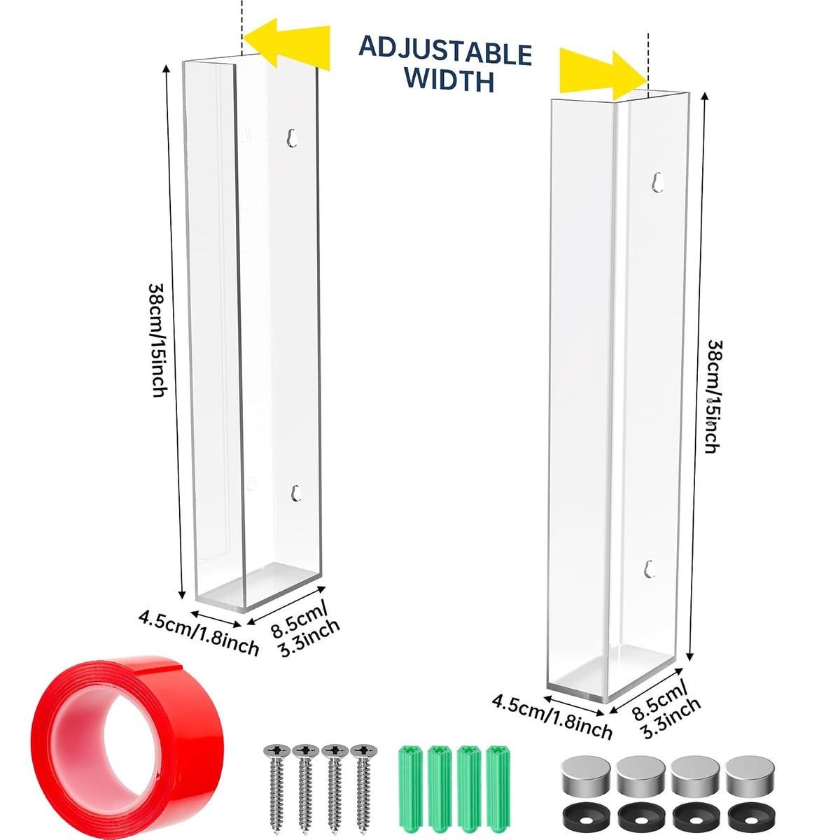 NiHome 2-Tier Clear Acrylic Glove & Tissue Box Holder Dispenser, Wall Mount | Space-Saving Glove Box Dispenser, Adjustable Organizer for Tissues, Baby Wipes, Adhesive or Screw Mount for Kitchen, Bathroom