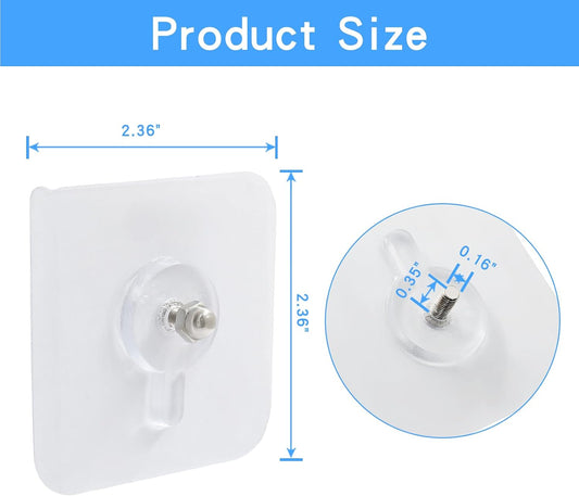 20pcs Adhesive Wall Hooks, Stainless Steel & PVC, Transparent, Heavy Duty, Waterproof, Rustproof, Oilproof | Heavy Duty, Waterproof, Rustproof, Oilproof, Non-Trace Stick