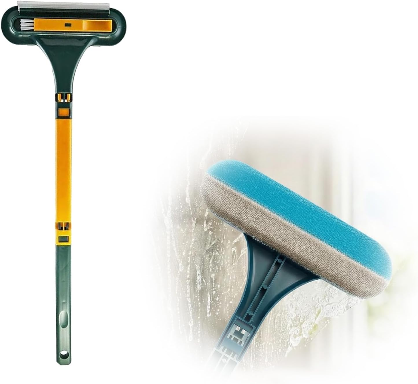Window Screen Cleaning Brush, 2026 New 2 in 1 Window Screen Cleaner Tool with Squeegee, Mesh Screen Cleaner, Multi-Purpose Cleaning Brush for Patio, Door, Porch Screens (Yellow)