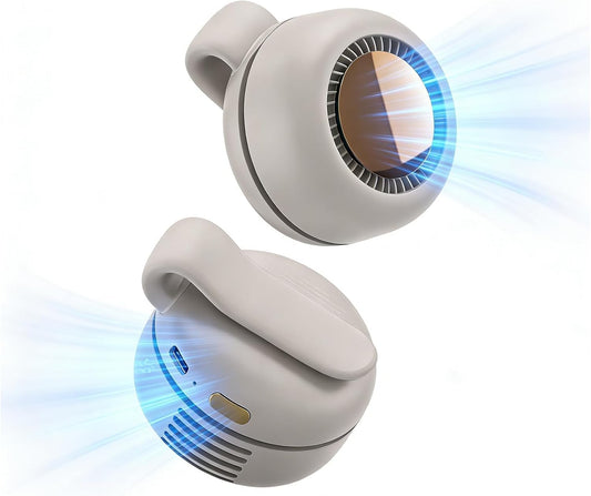 Portable Mini Bladeless Fan Clip On, Small Fan Clip on for Shirt & Waist, 3-Speed, 360° Adjustable Suspended Whirlwind Fans, Silent Clip-on Fan For Outdoor & Travel & Office, Gift for Summer