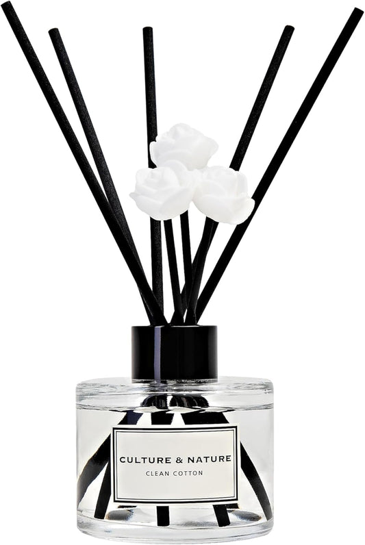 CULTURE & NATURE Reed Diffuser Set 4oz (120ml) Vanilla Scented Diffuser with Sticks Home Fragrance Reed Diffuser for Bathroom Shelf Decor