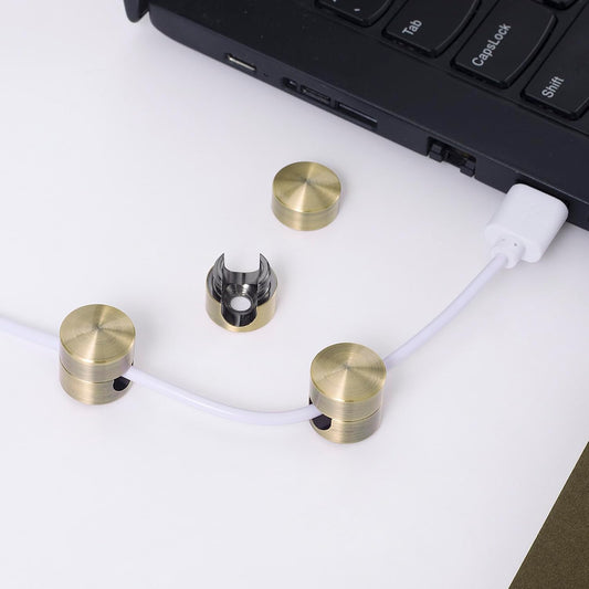 3pcs Cable Anchors for Desk, Adhesive Metal Cord Organizers, Adjustable 2-in-1 Cord Clips Charger Cable Management for Nightstand Office Home Desktop Wall- Gold & Copper & Black