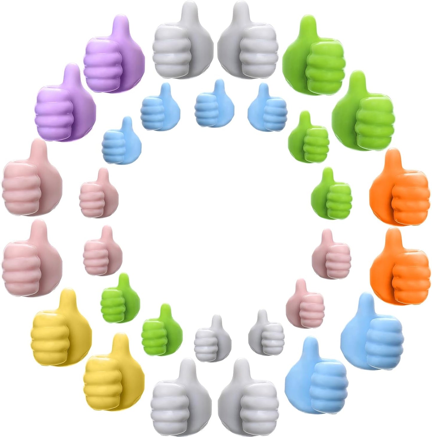 30Pcs Creative Silicone Thumb Wall Hook - Multifunction Adhesive Cable Clip ,self Adhesive Thumb Hook Cable Organizer Clips Key Hanger (30)