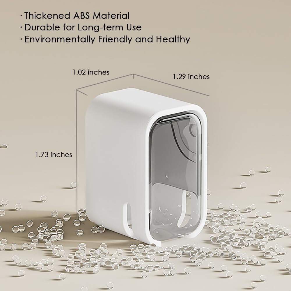 2PCS Toothbrush Holder Wall Mounted for Bathroom with Cover for Shower - with Toothpaste Clip - Single Slot Toothbrush Dispenser Storage Organizer for Travel with Detachable Design