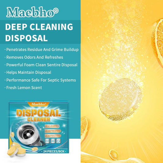 Garbage Disposal Cleaner and Deodorizer Tablets 24-Pack,Septic Safe Sink and Drain Foaming Clean Tablets,Quickly Eliminates Odors,Powerful Foaming Action,Lemon Scent – 1-Year Supply