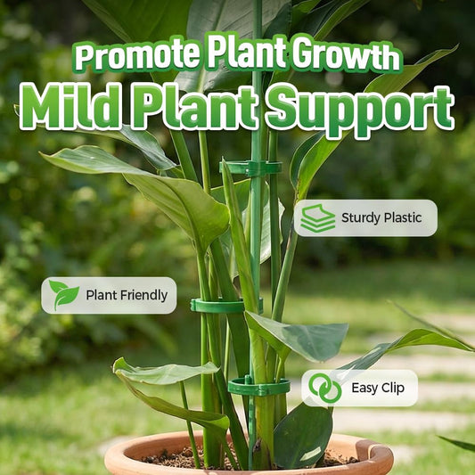 Plant Stakes for Indoor Plants, Adjustable Plant Support Sticks with Clips & Plant Ties, Indoor Outdoor Garden Poles for Monstera Tomato Orchid Rose Potted Flowers Vegetables (17 inch 5pcs)