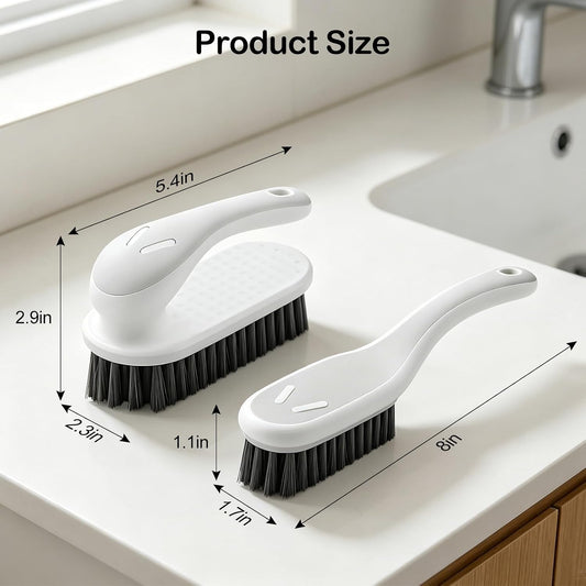SetSail Soft Bristle Scrub Cleaning Brush 3 Pack Anti- Slip Stain Remover Laundry Brush for Clothes Easy to Grip Small Fabric Cleaning Brush Household Cleaning for Shoes,Carpet, Bathroom Grey White.