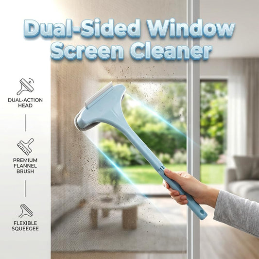 Window Screen Cleaning Brush, 2026 Upgraded 2 in 1 Mesh Cleaner Brush, Window Screen Cleaner Tool with Squeegee, Multifunctional Screen Brush, Double Sided Wet & Dry Dual Use (Yellow Green)