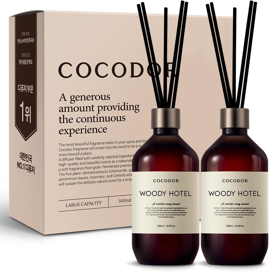 COCODOR Premium Reed Diffuser/Black Cherry /16.9oz /2 Pack/Large Capacity Fragrance Scent Oil Stick Diffuser Set for Bedroom Bathroom Home Décor