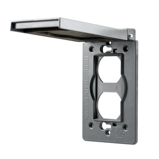 UltraPro Metal Outdoor Electrical Outlet Cover, Heavy Duty Single Gang 𝗢utdoor Outlet Cover Weatherproof Enclosure, Rated for Wet Locations, 𝙾utdoor Electrical Waterproof Plug Covers, Gray, 82809-T1