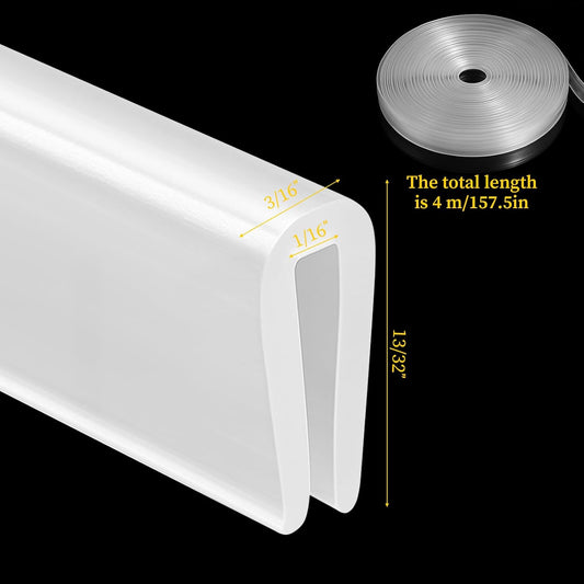 Rubber Edge Trim, 3mm Thickness U Channel Edge Protector Flexible Proof Edges Trims for Sharp Edges Clear 1/16" Slot, Fit for 0-3/32" Guard Protectors for Sheet Metal, Car Doors, Hatches,13Ft
