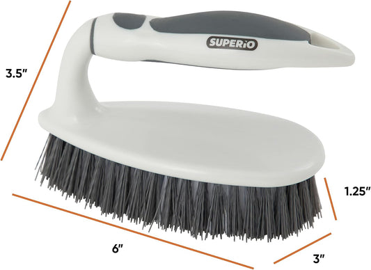 Superio Cleaning Scrub Brush with Stiff Bristles and Comfort Grip Handle, Grey 2 Pack Heavy-Duty Household Utility Scrubber for Kitchen, Bathroom, Shower, Sink, Toilet