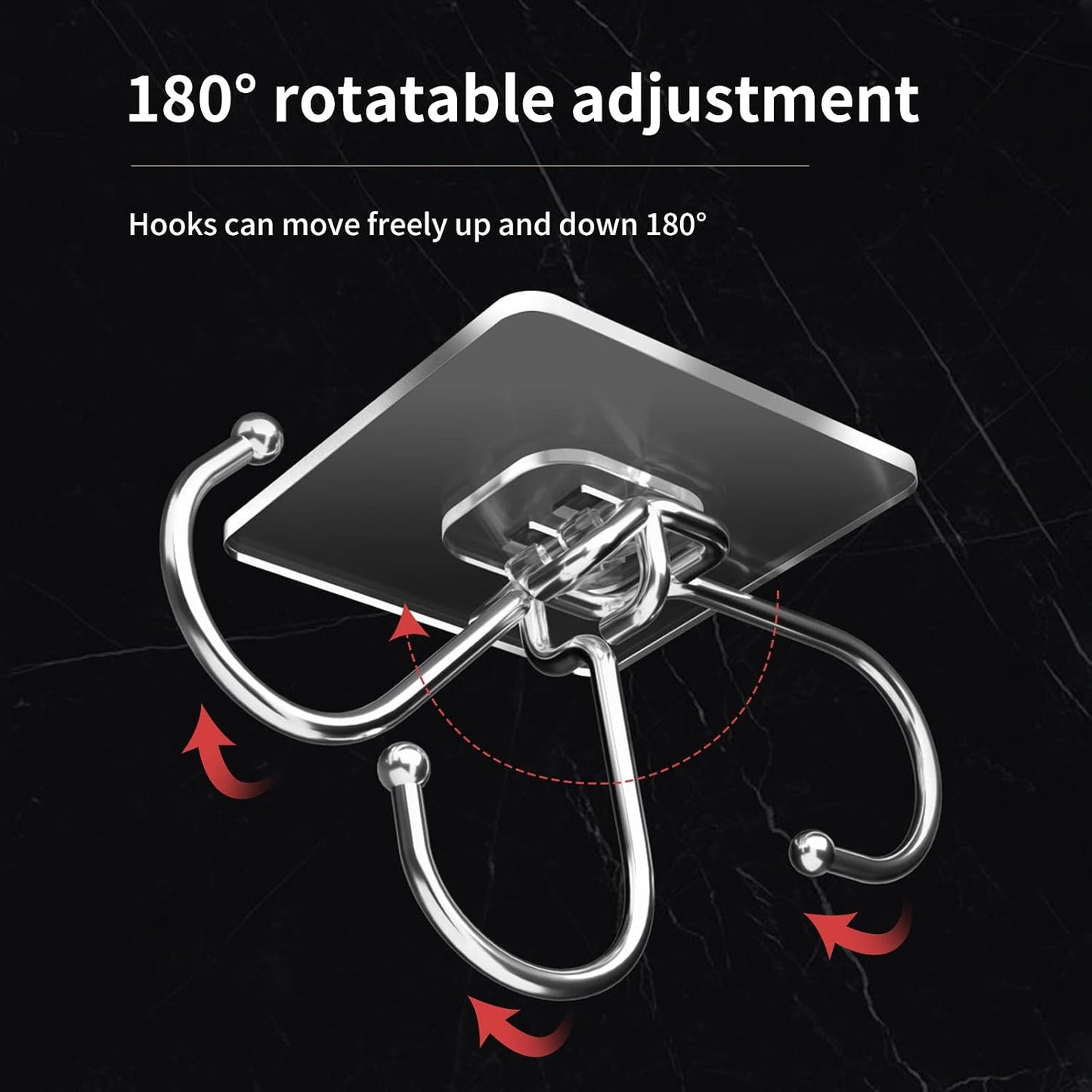 Large Adhesive Hooks for Hanging Heavy Duty Wall Hooks 22 lbs Self Adhesive Towel Waterproof Transparent for Bags Bathroom Shower Outdoor Kitchen Cups Door Coat Sticky Hooks (Transparent, 16pcs)