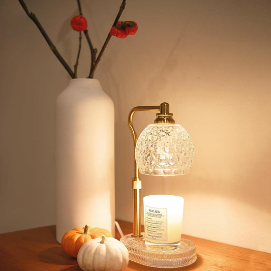 Candle Warmer Lamp with Timer & Dimmer, Glass Lamp Candle Warmer for Jar Candles, UPGRATED with 3 Bulbs, Height Adjustable Electric Wax Warmer for Elegant Home Decor (Crystal Clear)
