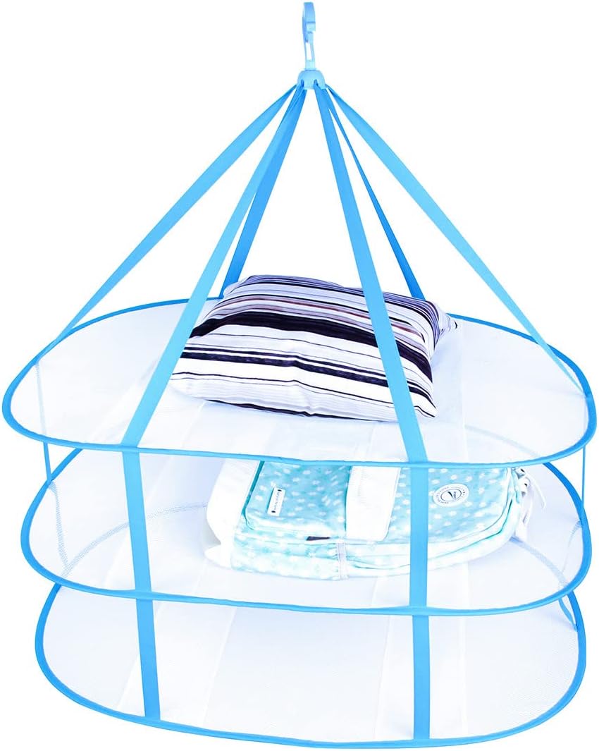 Large Folding Laundry Drying Rack, Clothes Drying Rack, Portable Sweater Drying Rack, Mesh Hanging air Dryer, Lay fold Flat Dry Hanger for Indoor Outdoor, Delicates, Towel, Socks,Swimsuit