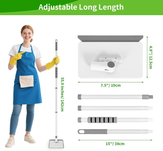 Baseboard Cleaner Tool with Handle, 3 in 1 Wall Cleaner Mop with Long Handle, 360° Rotatable Wall Mop with 4 Replacement Microfiber Chenille Pads for Wall Floor Baseboards Cleaning