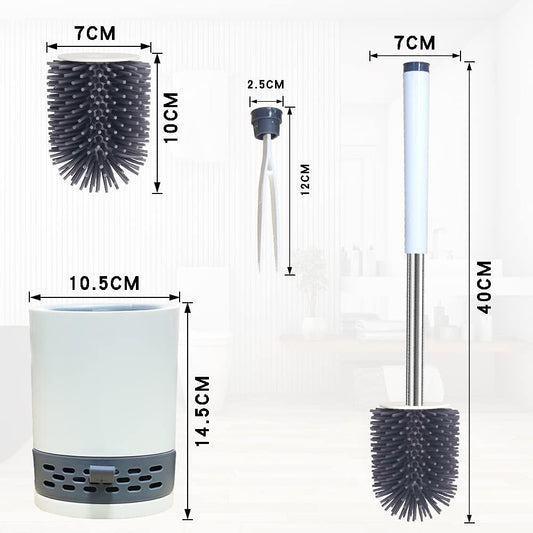 Toilet Brush with Holder Set, Silicone Toilet Bowl Brush for Bathroom Cleaning Toilet Bowl Brush Set Cleaner for Bath Storage and Organization