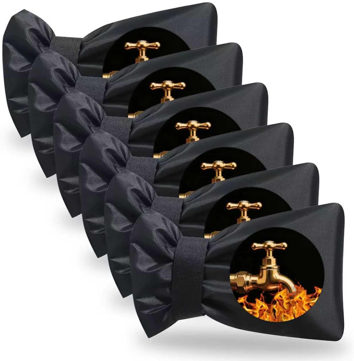 Outdoor Faucet Covers for Winter Freeze Protection,6.7" W x 8.3" H Outside Garden Faucet Socks for Winter Waterproof Reusable Hose Bibs Insulated Spigot Cover, 6 Pack Black