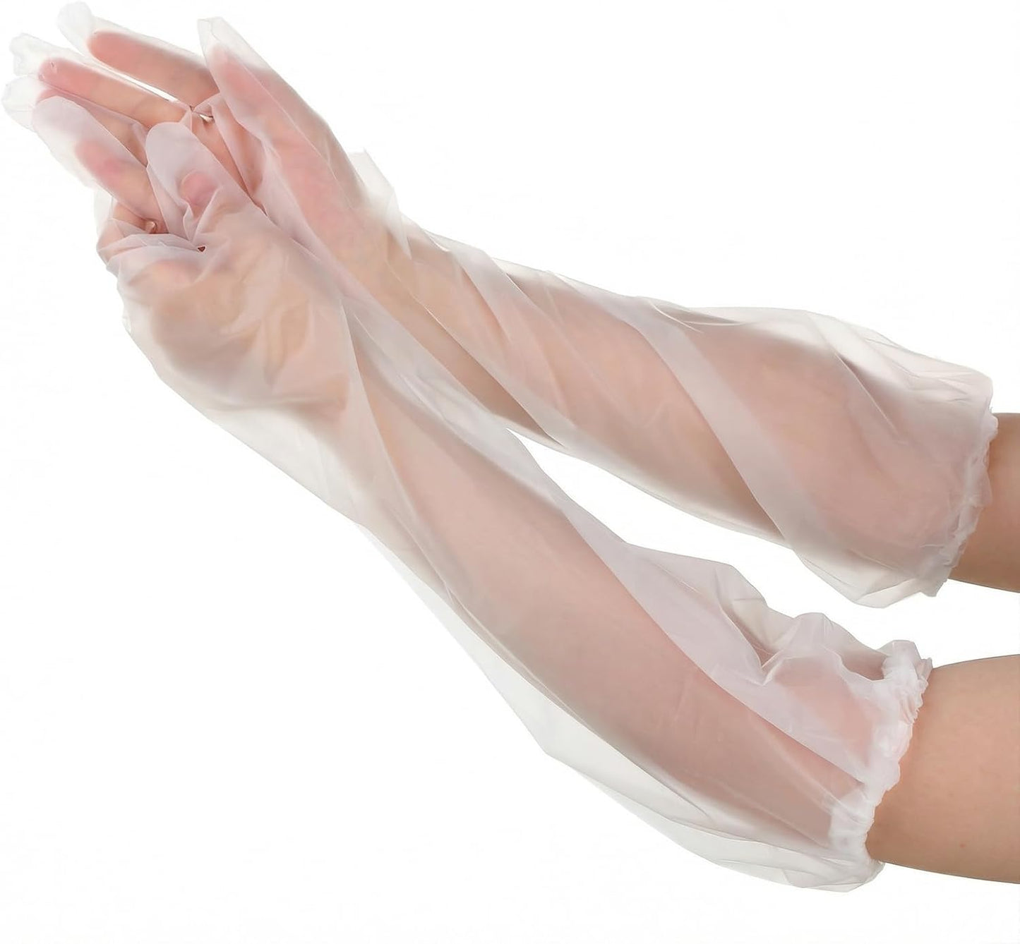 200 Pcs Long Sleeve Cleaning Gloves, Reusable & Waterproof Protective Rubber Gloves Elbow Length Long Plastic Glove for Household Duties, Kitchen, Dishwashing, Gardening - 22 Inch