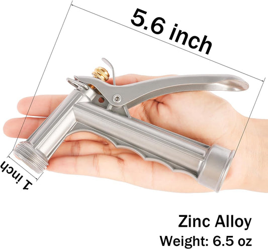 Garden Hose Nozzle, Water Hose Sprayer Nozzle with Threaded Front, Full Size Zinc Metal Pistol Grip High Pressure Nozzle, Adjustable Spray Water Flow for Watering, Washing, Cleaning (1 Pack)