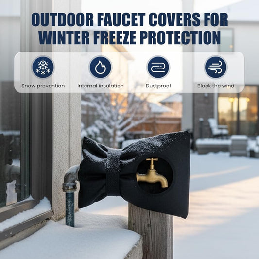 Outdoor Faucet Covers for Winter Freeze Protection, 2026 Upgraded Insulated Spigot Cover, Waterproof Outside Garden Faucet Socks for Winter, Patio Home Must-Have Hose Bib Covers (Black, 1pcs)