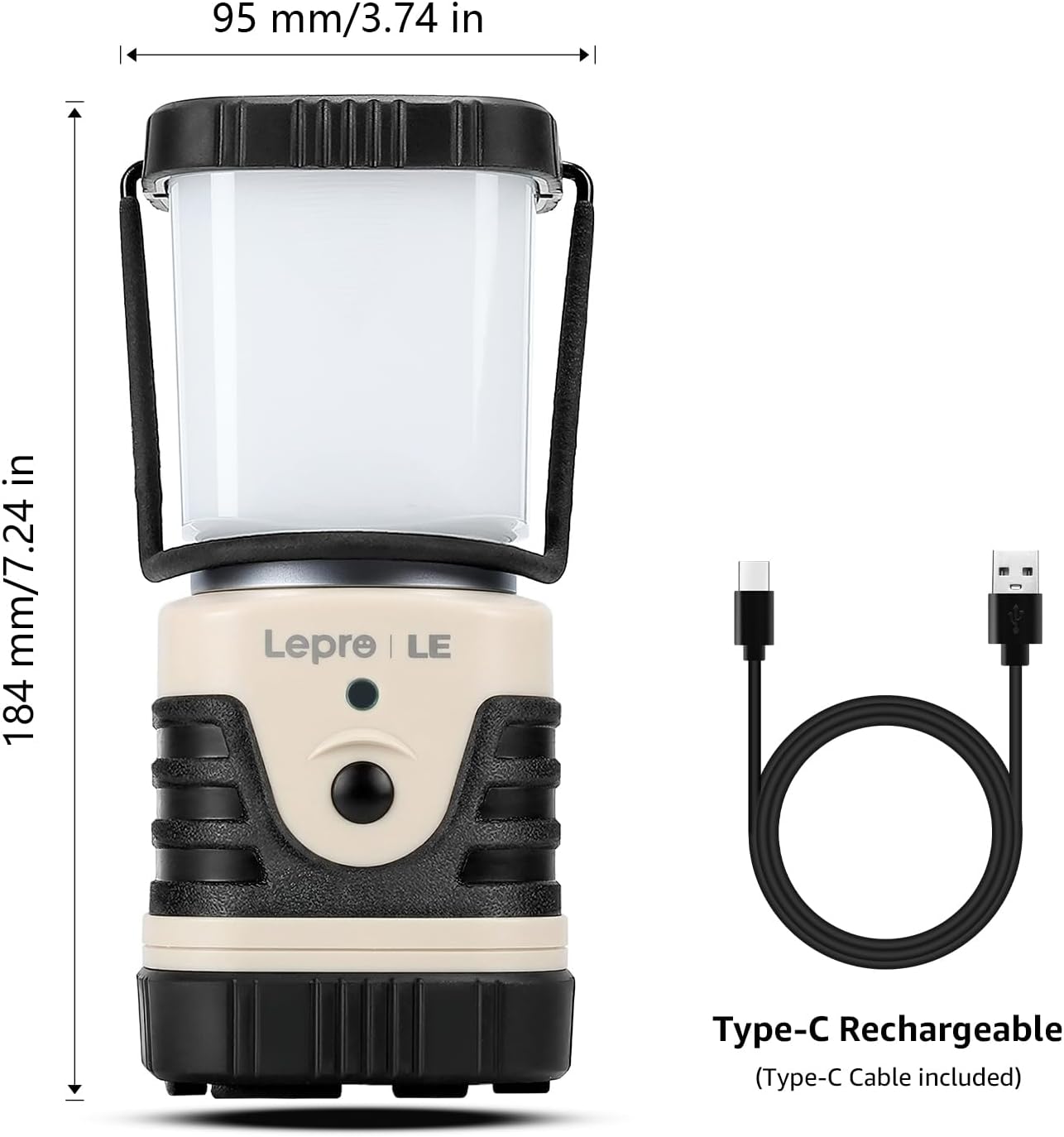 Lepro 1000LM LED Camping Lantern Rechargeable, 4400mAh Green Tent Light with 4 Light Modes, Waterproof Lantern Flashlight for Hurricane Emergency, Camping Essentials, USB Cable Included
