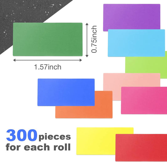 Ctosree 3000 Pcs 10 Rolls Colored Labels Stickers 1.57 x 0.75 Inch Rectangular Color Coding Label 10 Assorted Self Adhesive Solid Tags for Inventory Home Organization File Classification Packing