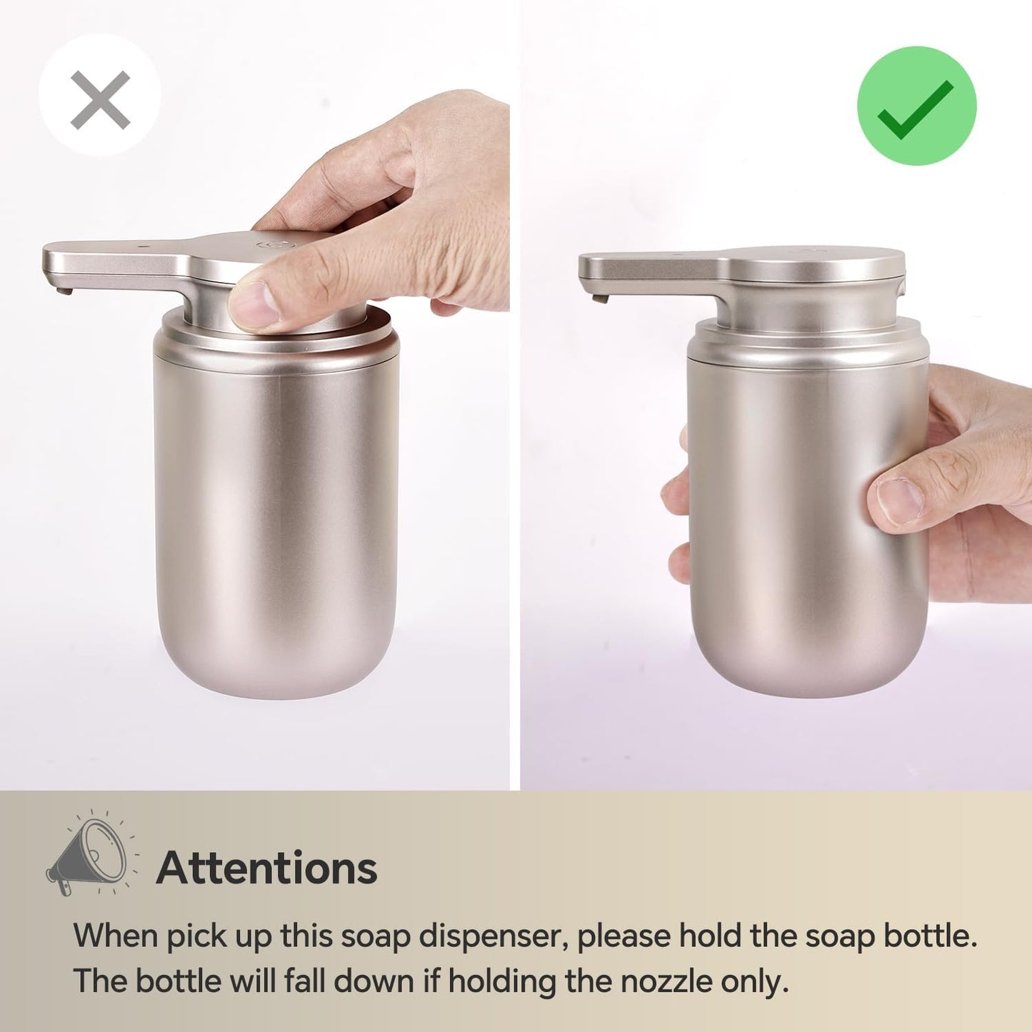 LAOPAO Automatic Soap Dispenser, Foaming Hand Soap Dispenser for Bathroom Kitchen ABS Rechargeable Touchless Hand Soap Pump 10oz, Xmas Gift, Light Silver Plastic