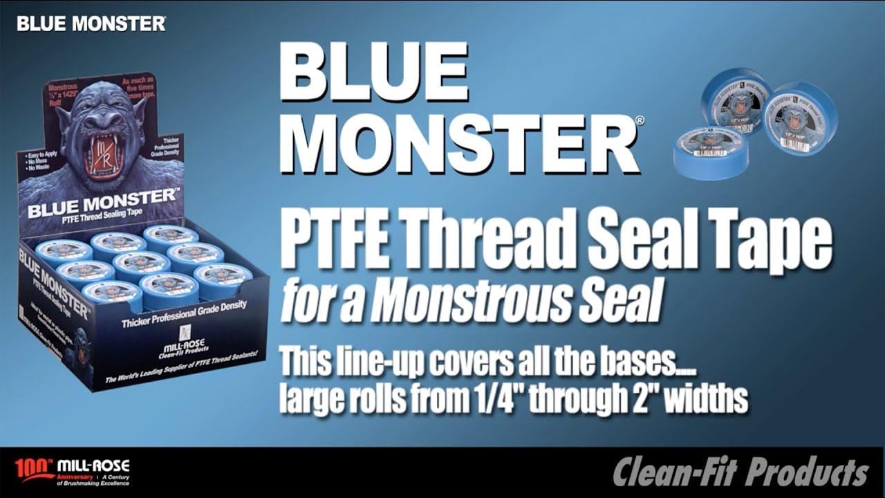 Blue Monster Teflon Tape 1/2 Wide 1,429" Long - Case of 45 Rolls