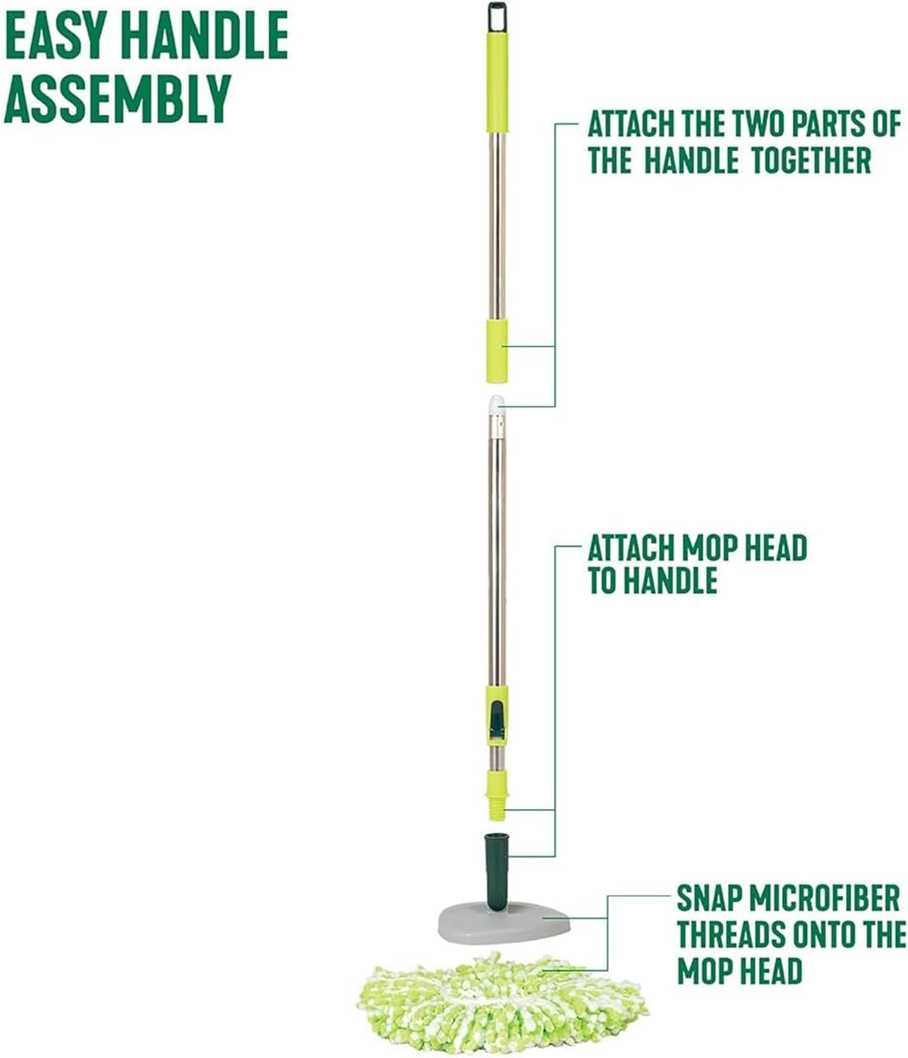Pine-Sol Spin Mop and Bucket Set - Microfiber Mop Head with Extendable Handle and Easy Wring Bucket - Multi Surface Floor Cleaning System for Wet Mopping