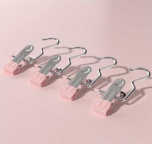 Clips for Hanging, Clothes Drying Clip Multifunctional Seamless Towel Hat Sock Windproof Pants Clip, Stainless Steel Hook Hanger Clips for Pants, Socks, Towels, Hats, Boots, and Travel