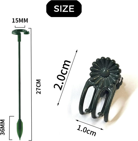 20 Pcs Orchid Stakes and 40 Pcs Clips, 10.6 Inch Green Plant Support Stake, Rust-Proof Plastic Stakes for Tomato, Rose, Pepper, Indoor & Outdoor Potted Plants with Adjustable Clips & Tie