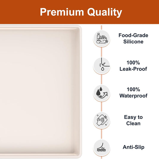 ukeetap Extra Thick Silicone Mat Waterproof with Raised Edge 19” x 12”, BPA Free Non-Slip Dog & Cat Food Mat, Feeding Mat for Food and Water Bowls, Spill Proof Mat to Protect Floors, Black
