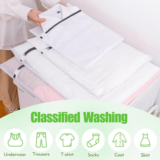 Mesh Laundry Bags for Delicates - 6 Pack Wash Bags for Bras, Lingerie, Socks & Baby Clothes - Fine Mesh Washing Machine Bags with Zipper, Reusable Garment Bags for Travel & College Dorm Essentials