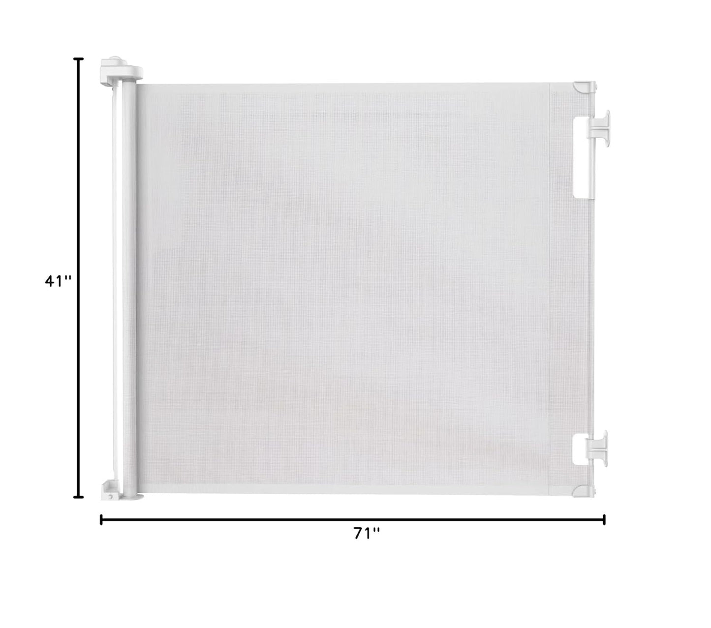 Retractable Baby Gate Perma Child Safety 33" Tall x 55” Wide, Mesh, for Stairs, Doorways, Dogs, Pets, Indoor, Outdoor, One-Handed Operation, Locking, Easy Install, Hardware Mount, White
