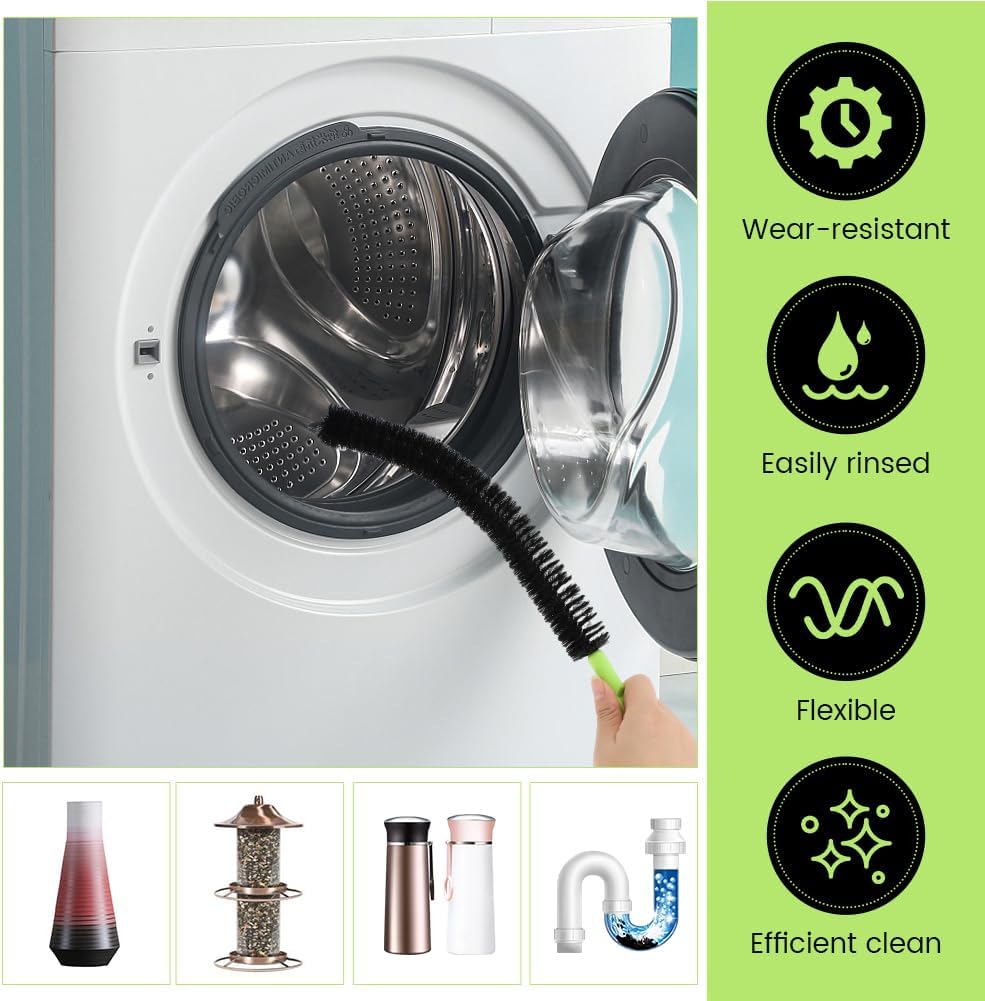 Quixleen 2 Pcs Flexible Drain Clog Remover with 2pcs S-shape Hooks, Bendable Long Pipe Cleaner Sewer Drain Get Rid Hair and Mucus for Toilet, Kitchen Sink, Bathroom Tub