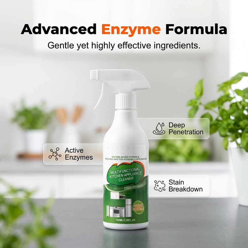 Kitchen Cleaner Spray, Heavy Duty Oil Stain Remover, Multi-Purpose Household Cleaner for Cooktop, Oven, Stove, Range Hood, Fast Grease Cleaning, 100ml/3.38 Fl.Oz (1)