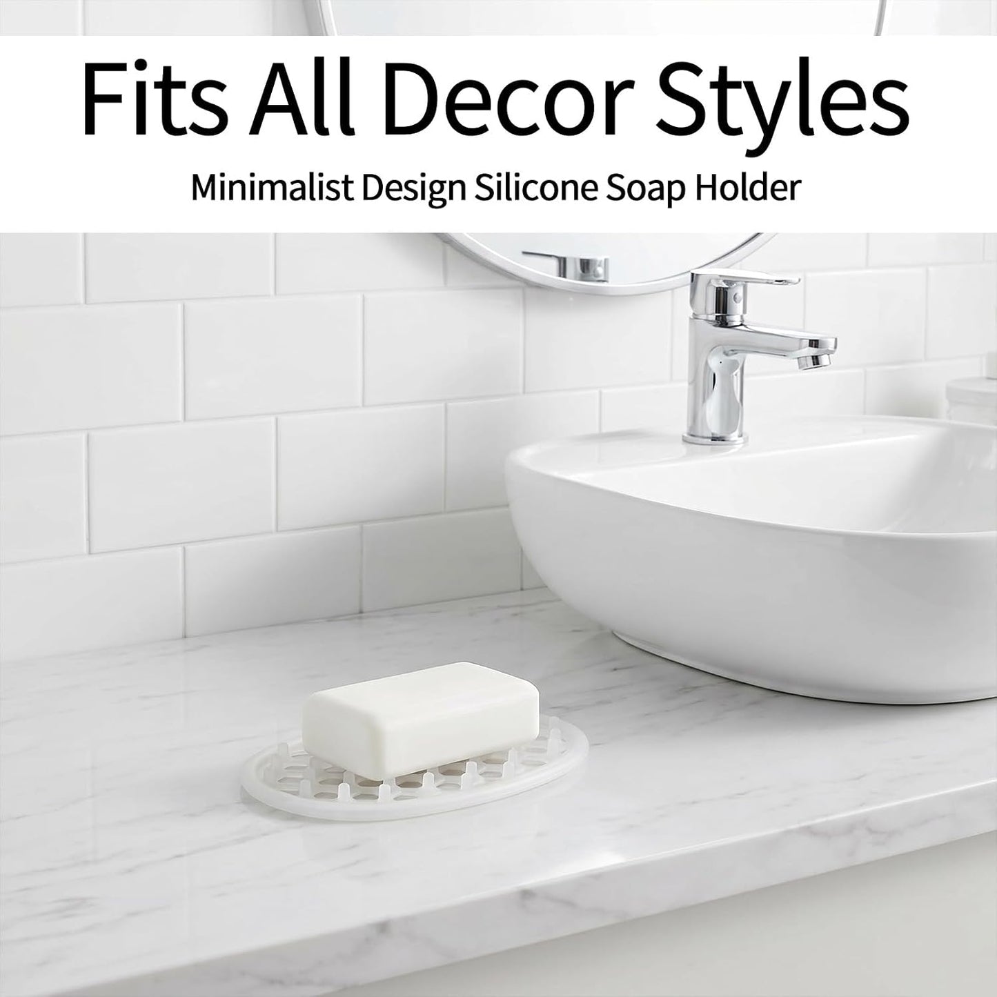 2 Pcs Soap Dish for Shower Soap Holder Shower with Efficient Drainage Holes Non-Slip Silicone Bar Soaps Holder Self Draining Soaps Saver Pad for Kitchen Bathroom Showers Shelf Counter Bathtub