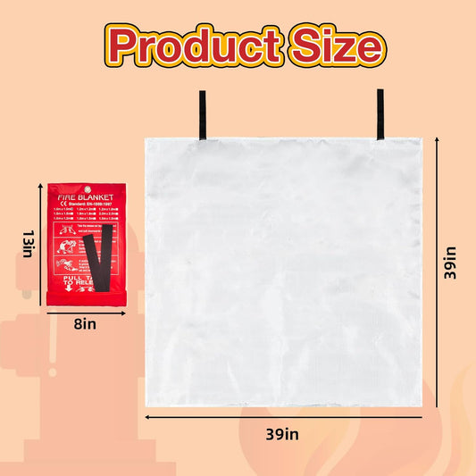 10 Pack Fire Blanket Emergency for Home Kitchen, 39 x 39 Large Emergency Fire Suppression Blankets Fiberglass Flame Retardant Protection for Home Kitchen Car Office Warehouse Camping Safety