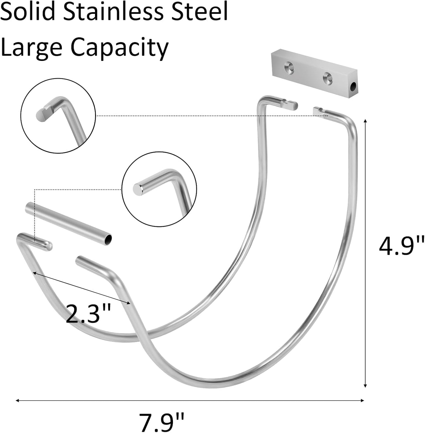 Garden Hose Holder Water Hose Hanger Wall Mounted,304Stainless Steel Solid Hose Hook Holds Up to 150Ft Garden Hose, Expandable Hose, Water Hose - Chrome