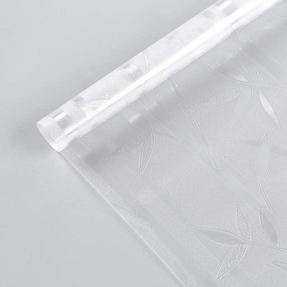 rabbitgoo Window Privacy Film for Glass Windows with Kit Decorative Clings UV Blocking Heat Control Static Cling Removable Bathroom Bedroom Door Home Coverings Pure, 17.5 X 78.7 inches