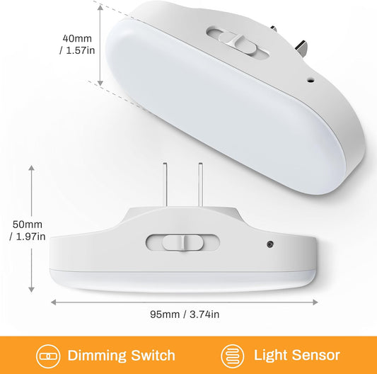 DORESshop Led Night Light, Plug into Wall, with Dusk to Dawn Sensor, 1W 5000K Dimmable Night Light from 0LM to 100LM for Bathroom Hallway Bedroom Kids Room Stairway