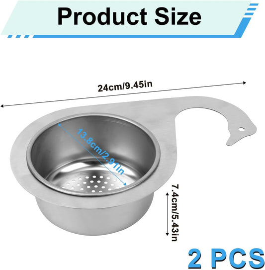 2pcs Swan Sink Strainer Basket, Premium Stainless Steel Hanging Kitchen Sink Filter Basket Quick Drain Practical Kitchen Tools for Fruit Vegetable(Silver, Large)