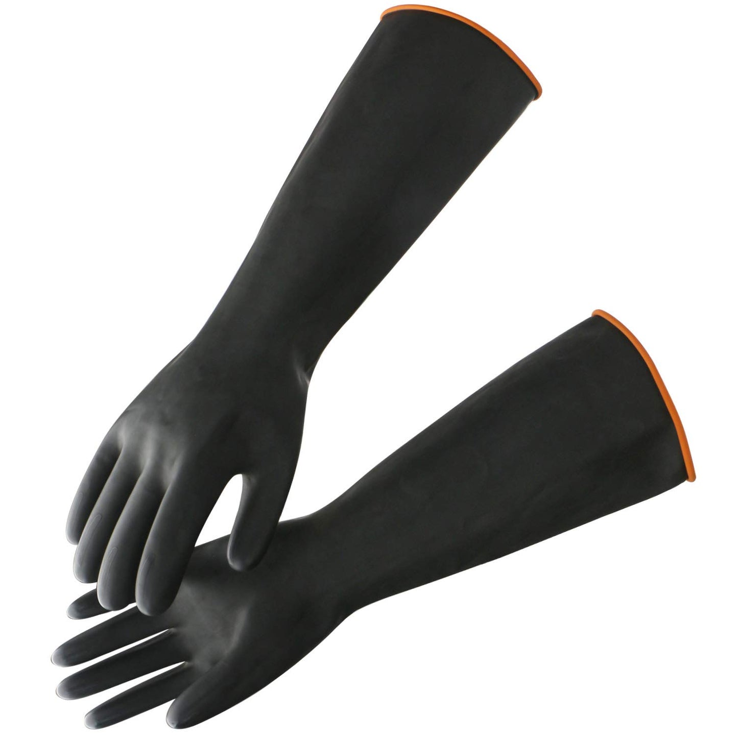 Black Rubber Gloves Extra Large, 22" Long Chemical Resistant Gloves, Waterproof Reusable Dishwashing Household Cleaning Safety Work Heavy Duty Industrial Rubber Glove, 1 Pair XXL