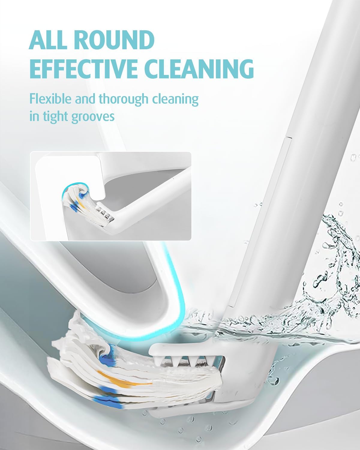 AIR U+ Disposable Toilet Brush Wand for Scrubbing Bubbles Flushable Refills, Wall Mount Toilet Cleaning System with 24 Count Refills + 1 Toilet Wand + 1 Automatic Visual Caddy
