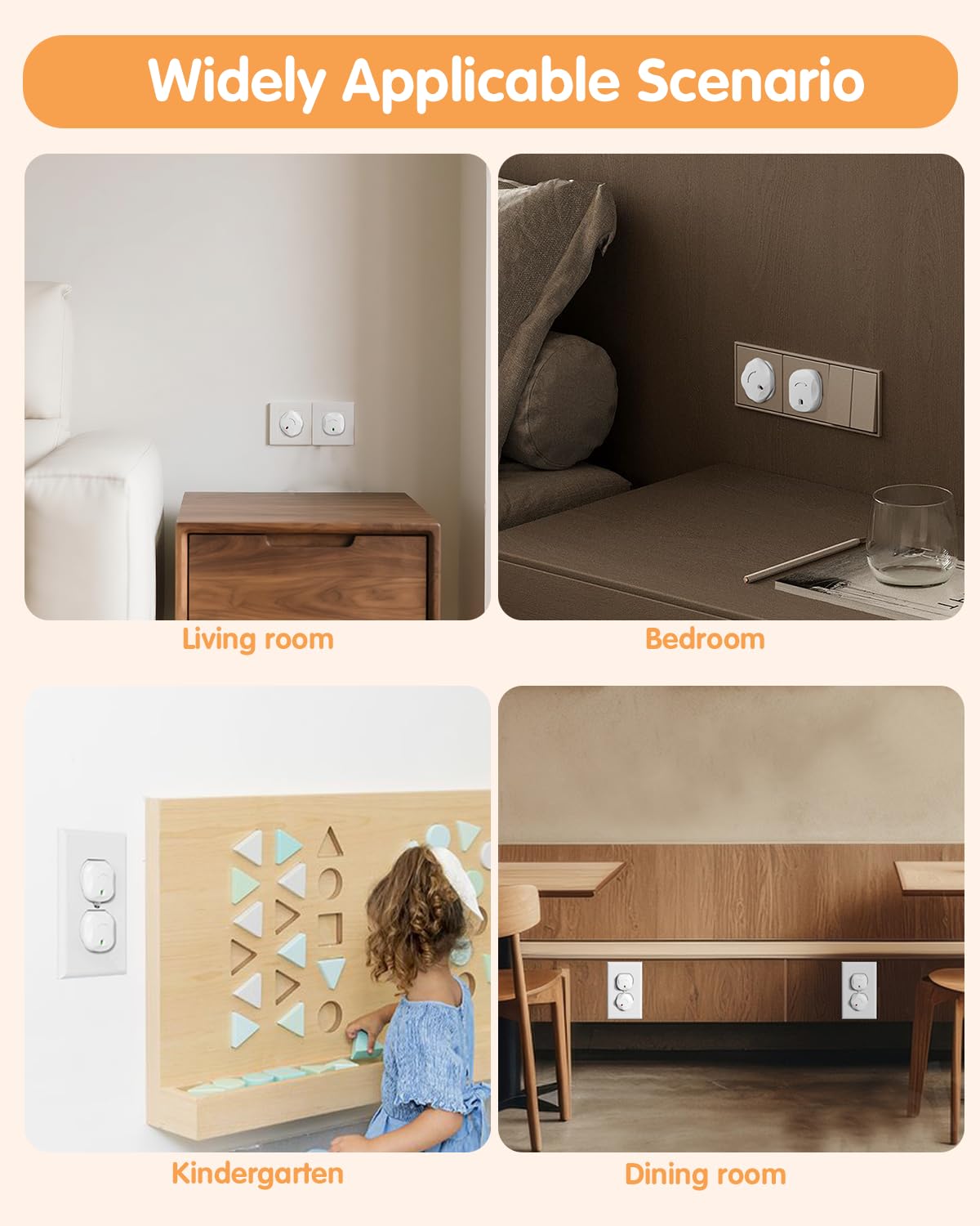 Outlet Covers Baby Proofing, 24 Pack Plug Covers Baby Proofing, Outlet Plug Covers for US 3-Prong to Prevent Electric Shock, Outlet Covers for Home, Office, School, Toddlers & Babies, White