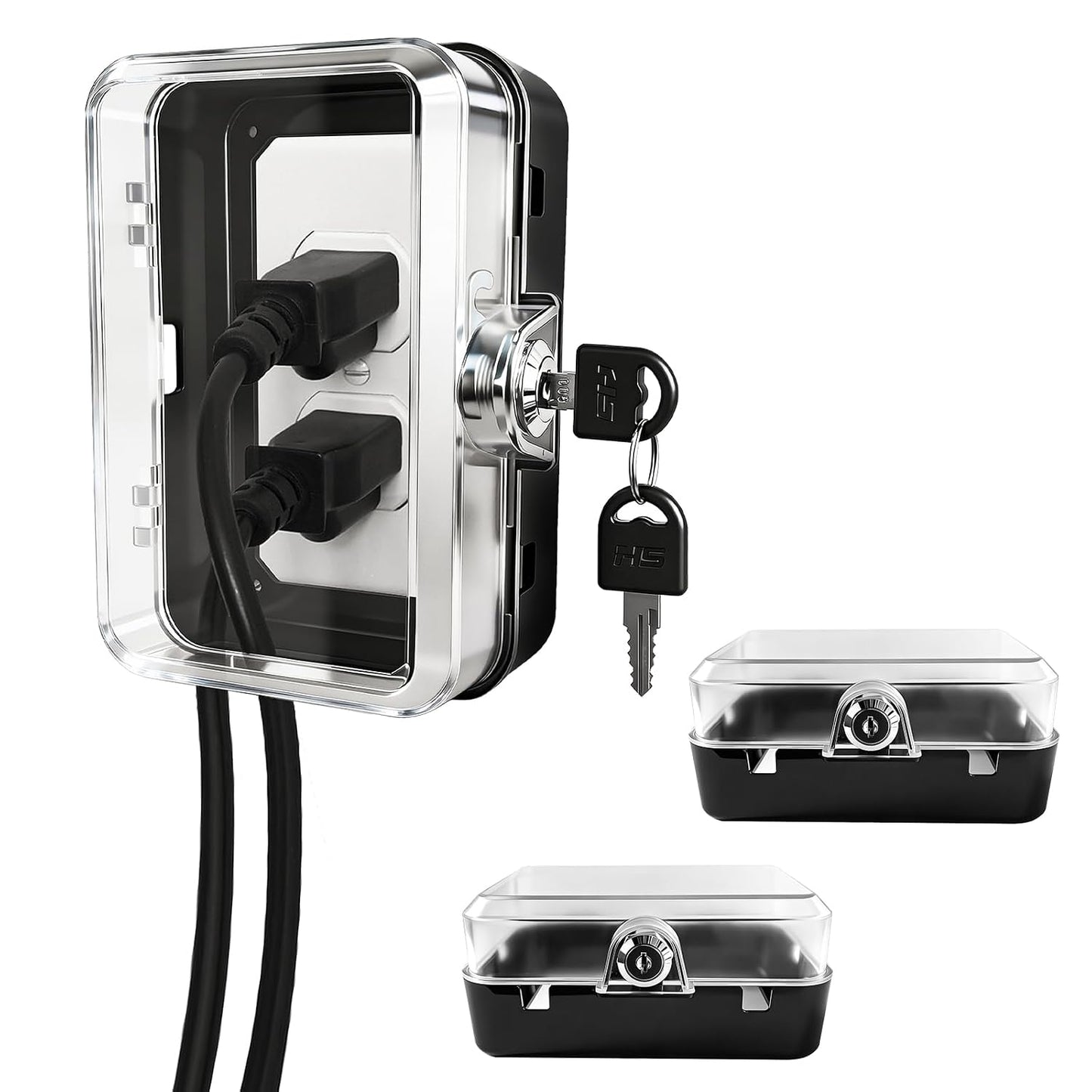 1 Pack Universal Baby Safety Electrical Outlet Cover Box Childproof Plug Cover - More Space for Large Plugs Easy to Install & Use Fit Socket Protector (Black)