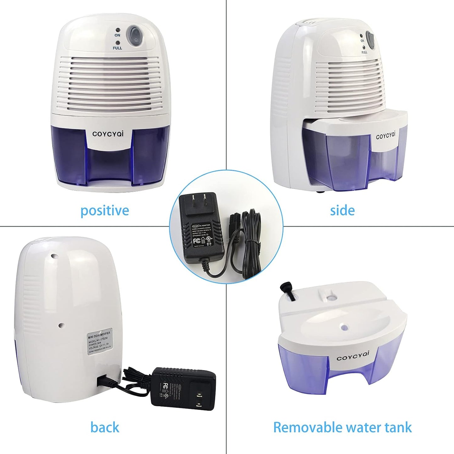 Small Dehumidifier,12V3A adapter,1200 Cubic Feet (215 sq ft) Portable Mini Dehumidifier Quiet Use for High Humidity in Home, Bathroom, Bedroom, Office, Basements, Wardrobe Closet,RV