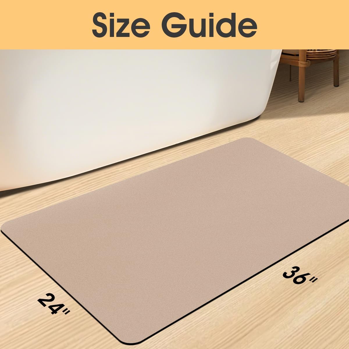 ACCUMTEK Non Slip Bath Mat, Thin Bathroom Rugs Fit Under Door, Quick Dry Bath Mats, Machine Washable Bath Rugs for Bathroom, Bathtub & Kitchen, Grey/Bordered/24 x17